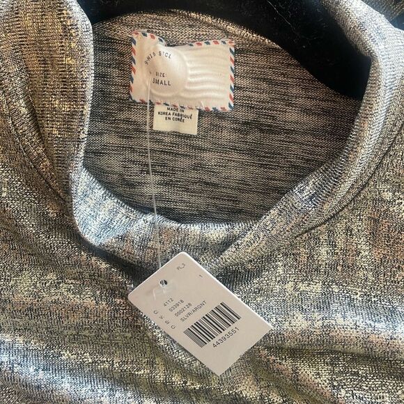 Anthropology Postcard gold metallic mock neck tank blouse. Small NWT - Picture 5 of 6